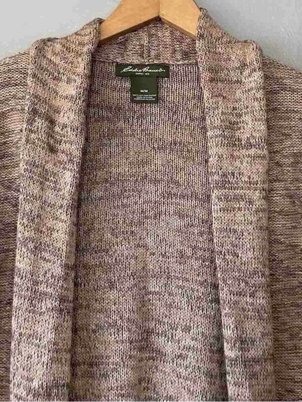 Open Front Cardigan Sweater in Heathered Beige